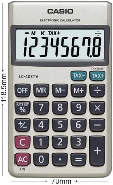 ماشین حساب قابل حمل کاسیو مدل Lc-403Tv (نقره ای)، A01 ماشین حساب قابل حمل کاسیو مدل Lc-403Tv (نقره ای)، A01