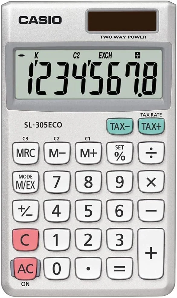 ماشین حساب جیبی دوگانه کاشیو SL-305ECO با 8 رقم