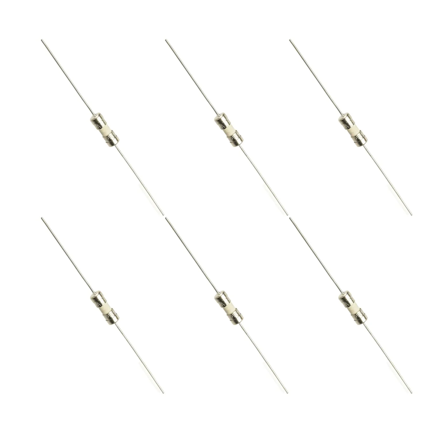 20 عدد فیوز سرامیکی تاخیری 3.6x10mm با سیم محوری، 250 ولت 10 آمپر، سر تخت، لوله ای