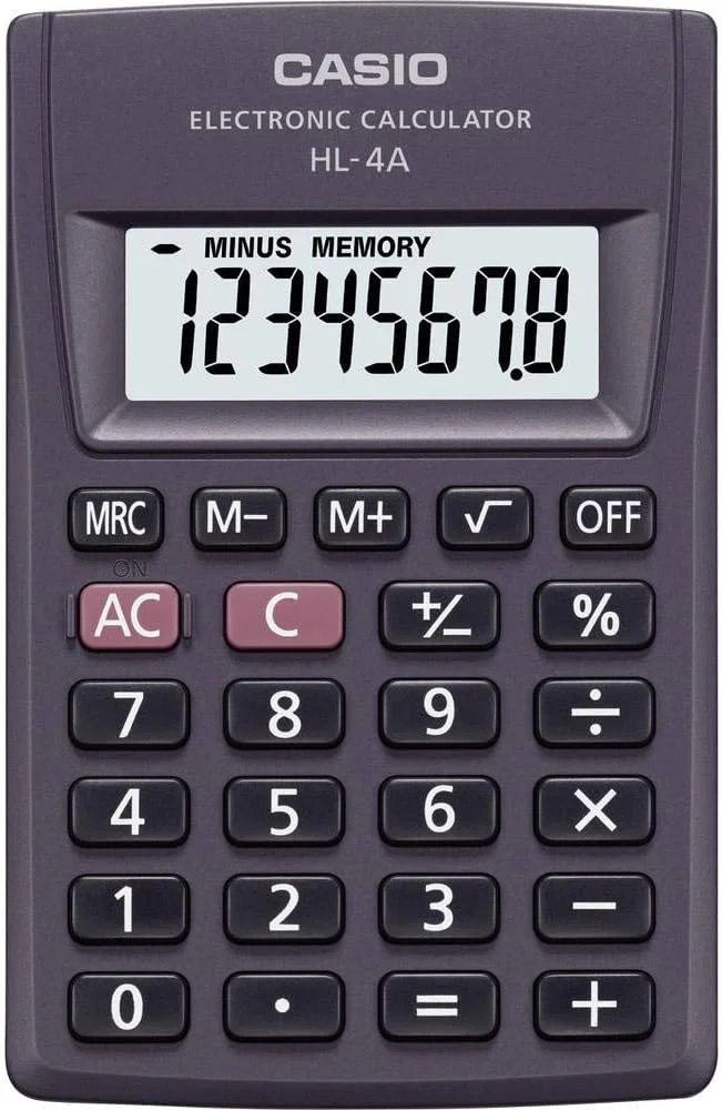 ماشین حساب کاسیو مدل hl-4 a (جیبی، ماشین حساب پایه، LR54)