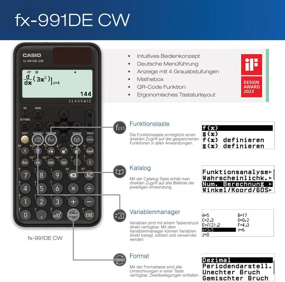 ماشین حساب مهندسی کاسیو FX-991DE CW ClassWiz با قاب هنری "Runner" و راهنمای منوی آلمانی (نسخه محدود) ماشین حساب مهندسی کاسیو FX-991DE CW ClassWiz با قاب هنری "Runner" و راهنمای منوی آلمانی (نسخه محدود)
