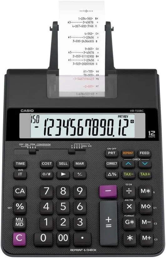 ماشین حساب چاپگر فشرده کاسیو HR 150RC با 12 رقم
