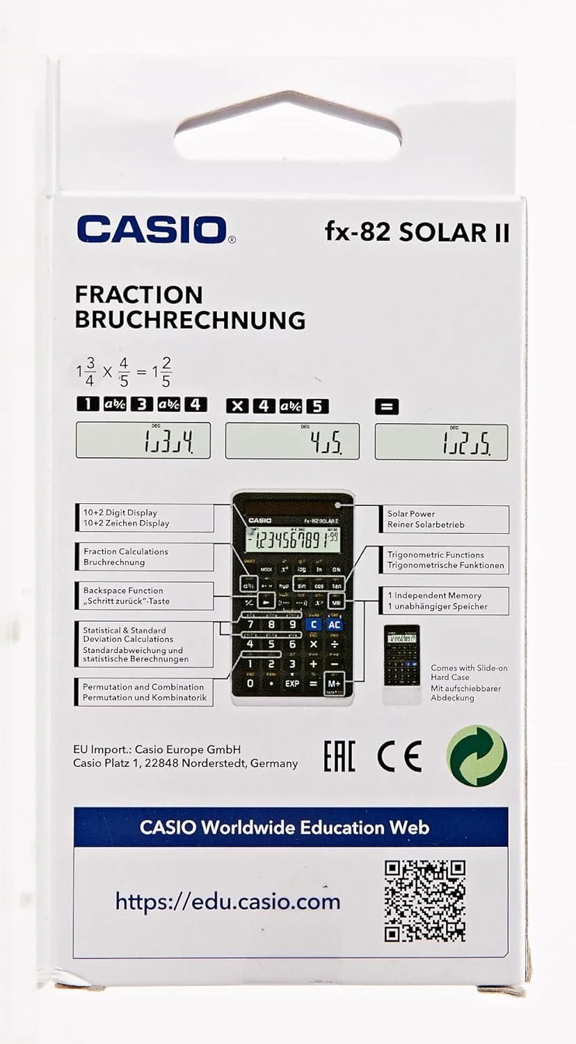 ماشین حساب مدرسه ای کاسیو FX-82SOLARII مشکی، نمایشگر 12 رقمی، تغذیه با انرژی خورشیدی (W x H x D) 71 x 10 x 134 میلی متر ماشین حساب مدرسه ای کاسیو FX-82SOLARII مشکی، نمایشگر 12 رقمی، تغذیه با انرژی خورشیدی (W x H x D) 71 x 10 x 134 میلی متر