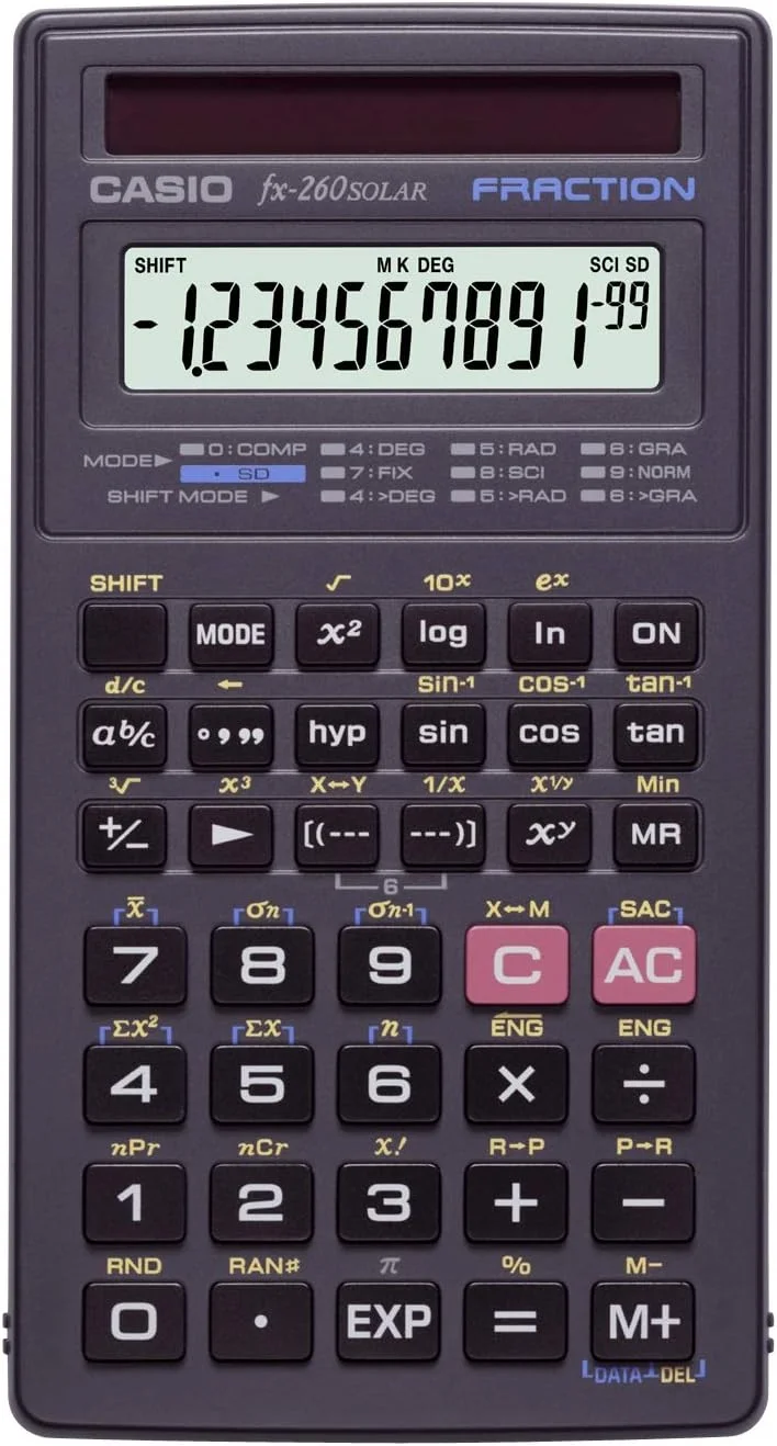 ماشین حساب کاسیو FX-260Solar - ماشین حساب (جیبی، ماشین حساب پایه، مشکی، پلاستیک)
