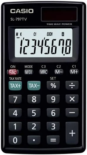 ماشین حساب قابل حمل کاسیو مدل SL 797TVBK