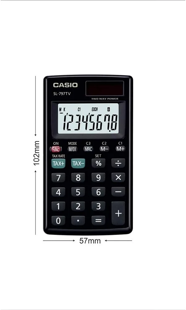 ماشین حساب قابل حمل کاسیو مدل SL 797TVBK ماشین حساب قابل حمل کاسیو مدل SL 797TVBK