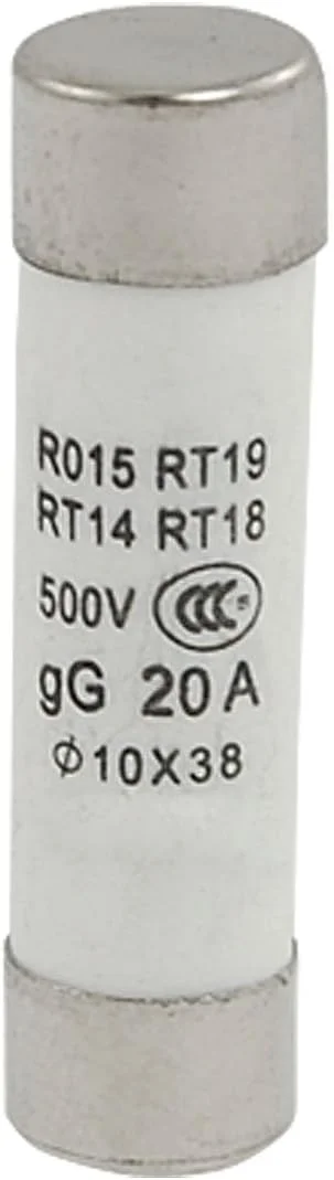 فیوزهای سرامیکی استوانه ای RO15 10x38mm با درپوش تماسی 500 ولت 20 آمپر 20 عددی