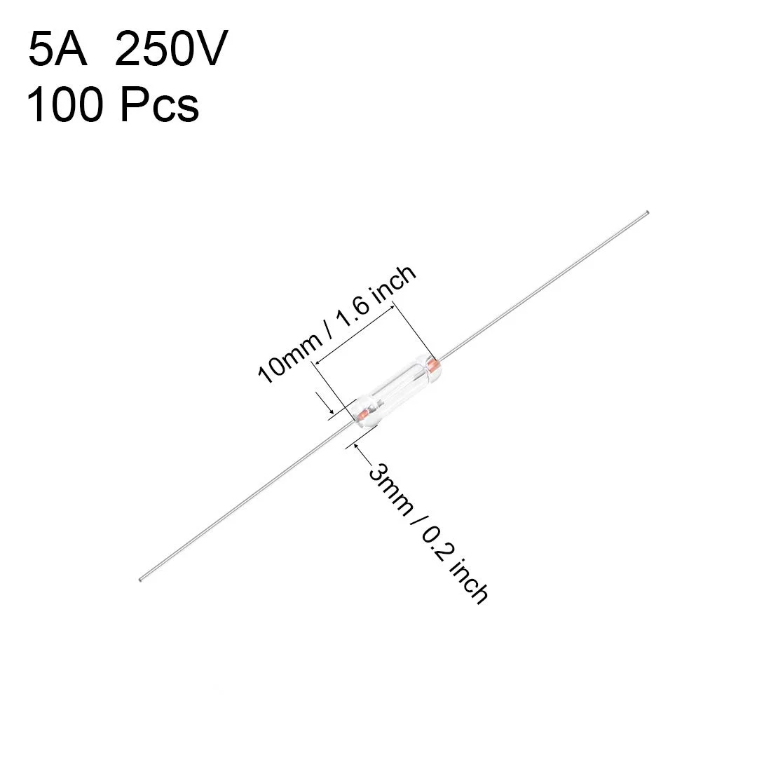 sourcing map فیوزهای شیشه ای محوری با سیم سربی 5 آمپر AC250V 3x10mm قطع سریع برای لامپ کم مصرف 100 عدد sourcing map فیوزهای شیشه ای محوری با سیم سربی 5 آمپر AC250V 3x10mm قطع سریع برای لامپ کم مصرف 100 عدد