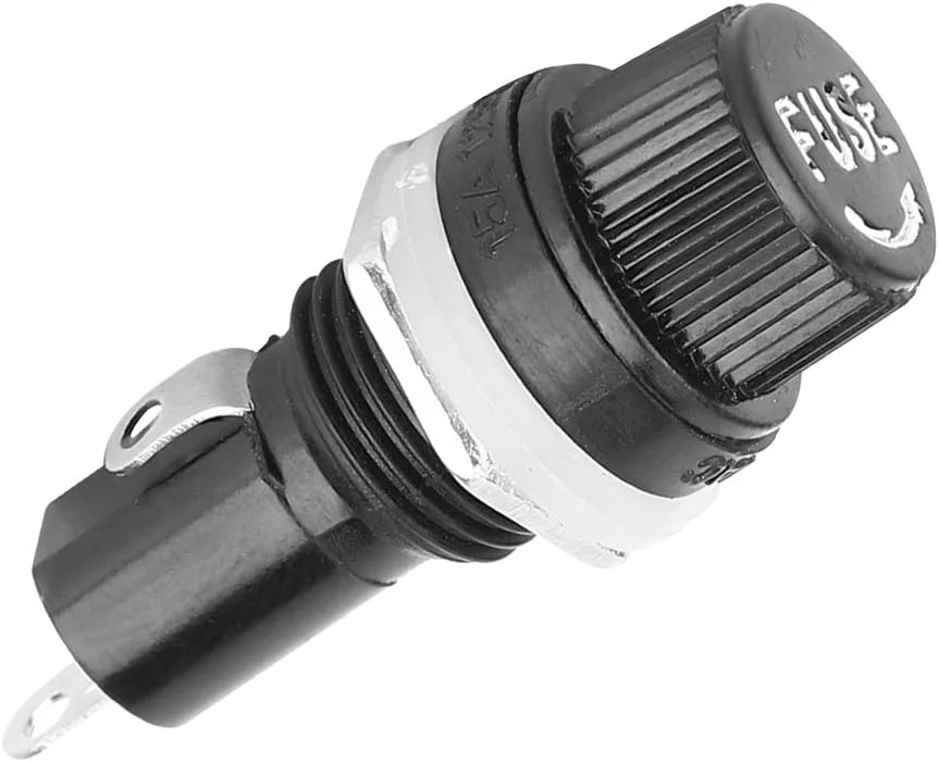20 عدد سوکت فیوز کلاهک پیچی نصب شده روی پنل AC 250V 10A/AC 125V 15a مشکی برای فیوزهای شیشه ای لوله ای 5x20mm 20 عدد سوکت فیوز کلاهک پیچی نصب شده روی پنل AC 250V 10A/AC 125V 15a مشکی برای فیوزهای شیشه ای لوله ای 5x20mm