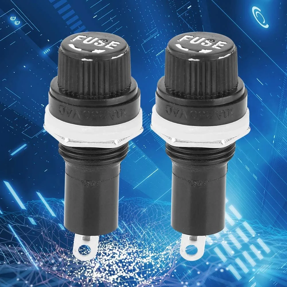 20 عدد سوکت فیوز کلاهک پیچی نصب شده روی پنل AC 250V 10A/AC 125V 15a مشکی برای فیوزهای شیشه ای لوله ای 5x20mm 20 عدد سوکت فیوز کلاهک پیچی نصب شده روی پنل AC 250V 10A/AC 125V 15a مشکی برای فیوزهای شیشه ای لوله ای 5x20mm