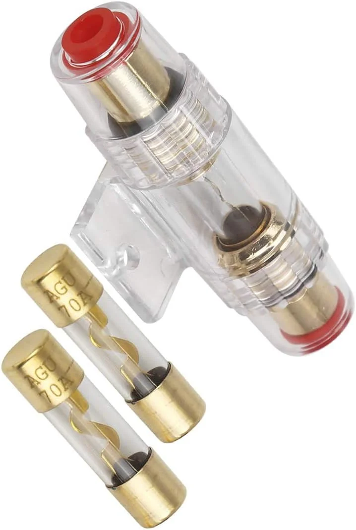 نگهدارنده فیوز خودرویی خطی تایماچ 4 6 8 گیج AWG با فیوزهای 70 آمپر AGU برای سیستم صوتی خودرو