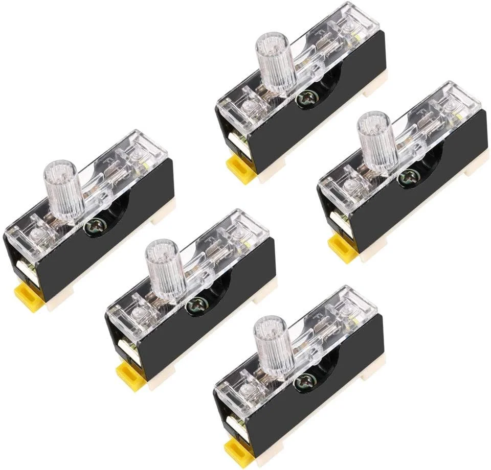 جا فیوزی uxcell مدل FS-101 تک پل با چراغ نشانگر، به همراه فیوز 6mmx30mm، ولتاژ 250V، جریان 10A، 5 عدد