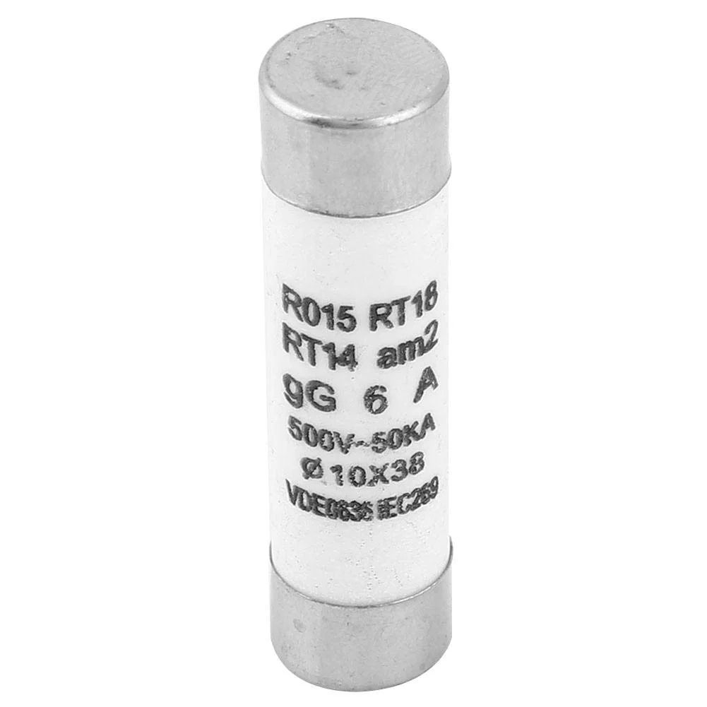 KSZJSD 10 عدد فیوز استوانه ای RT14-20، کیت فیوز 10x38 با ظرفیت شکست بالا، 380-500VAC 5/6/10/20/32 آمپر (6 آمپر) KSZJSD 10 عدد فیوز استوانه ای RT14-20، کیت فیوز 10x38 با ظرفیت شکست بالا، 380-500VAC 5/6/10/20/32 آمپر (6 آمپر)