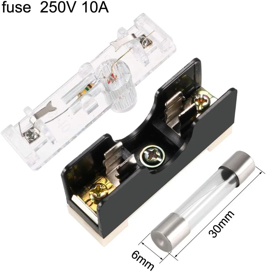 جا فیوزی uxcell مدل FS-101 تک پل با چراغ نشانگر، به همراه فیوز 6mmx30mm، ولتاژ 250V، جریان 10A، 5 عدد جا فیوزی uxcell مدل FS-101 تک پل با چراغ نشانگر، به همراه فیوز 6mmx30mm، ولتاژ 250V، جریان 10A، 5 عدد