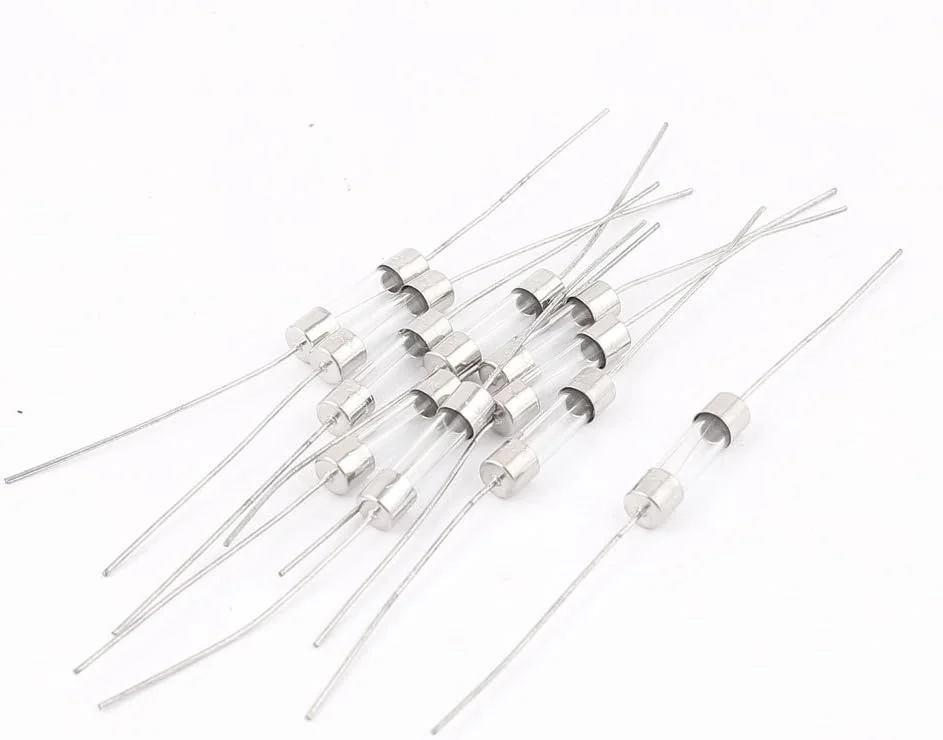 فیوز شیشه ای دو سر کلاهک دار sourcingmap، 5x20 میلی متر، 250 ولت، 2 آمپر، 10 عدد