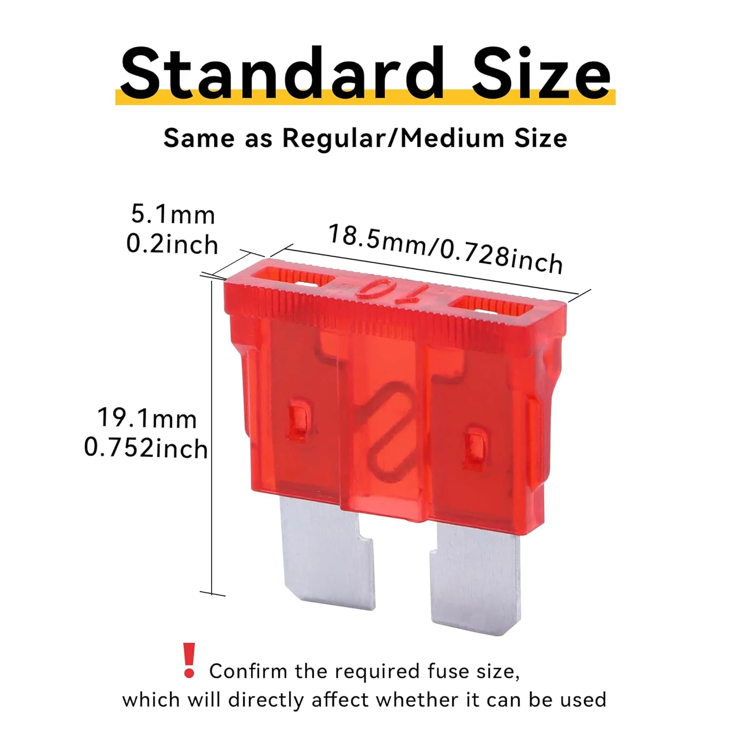 بسته 100 عددی فیوزهای اتومبیل CHERRY CUTE، فیوزهای 10 آمپر ATC/ATO استاندارد معمولی تیغه ای 10A برای خودرو، کامیون، قایق، دریایی، RV