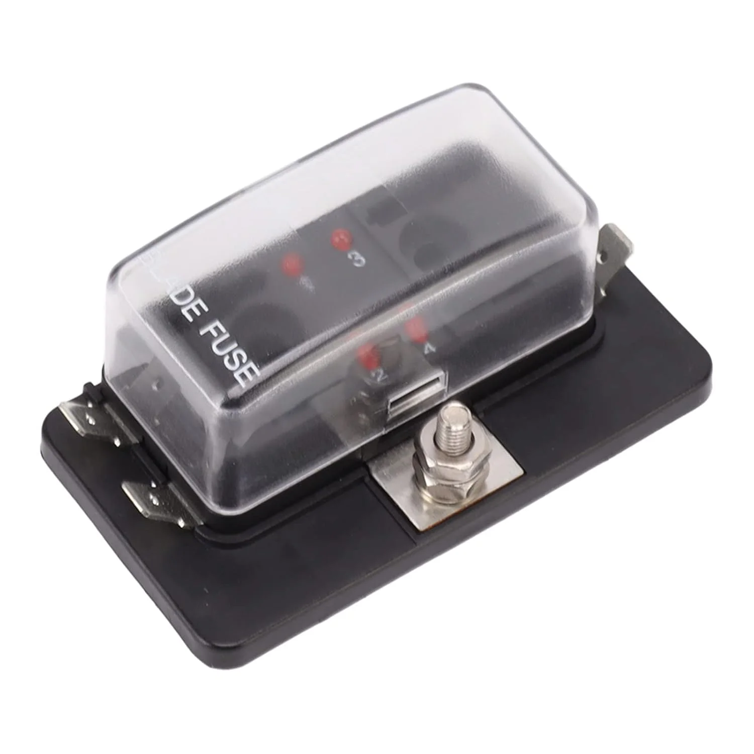 جعبه فیوز ضد آب ATO ATC با نشانگر LED برای سیستم های خودرویی دریایی 6V 12V 24V، اتصال M5 Stud، 30A در هر مدار، 100A در هر پنل، اتصال دهنده Spade 6.3 میلی متری، ساخت ABS مقاوم در برابر شعله