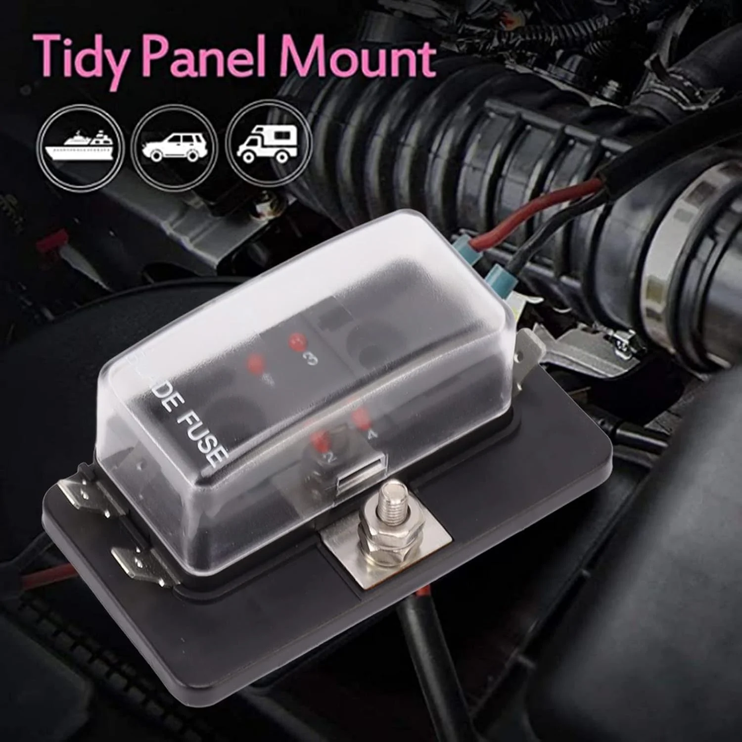جعبه فیوز ضد آب ATO ATC با نشانگر LED برای سیستم های خودرویی دریایی 6V 12V 24V، اتصال M5 Stud، 30A در هر مدار، 100A در هر پنل، اتصال دهنده Spade 6.3 میلی متری، ساخت ABS مقاوم در برابر شعله
