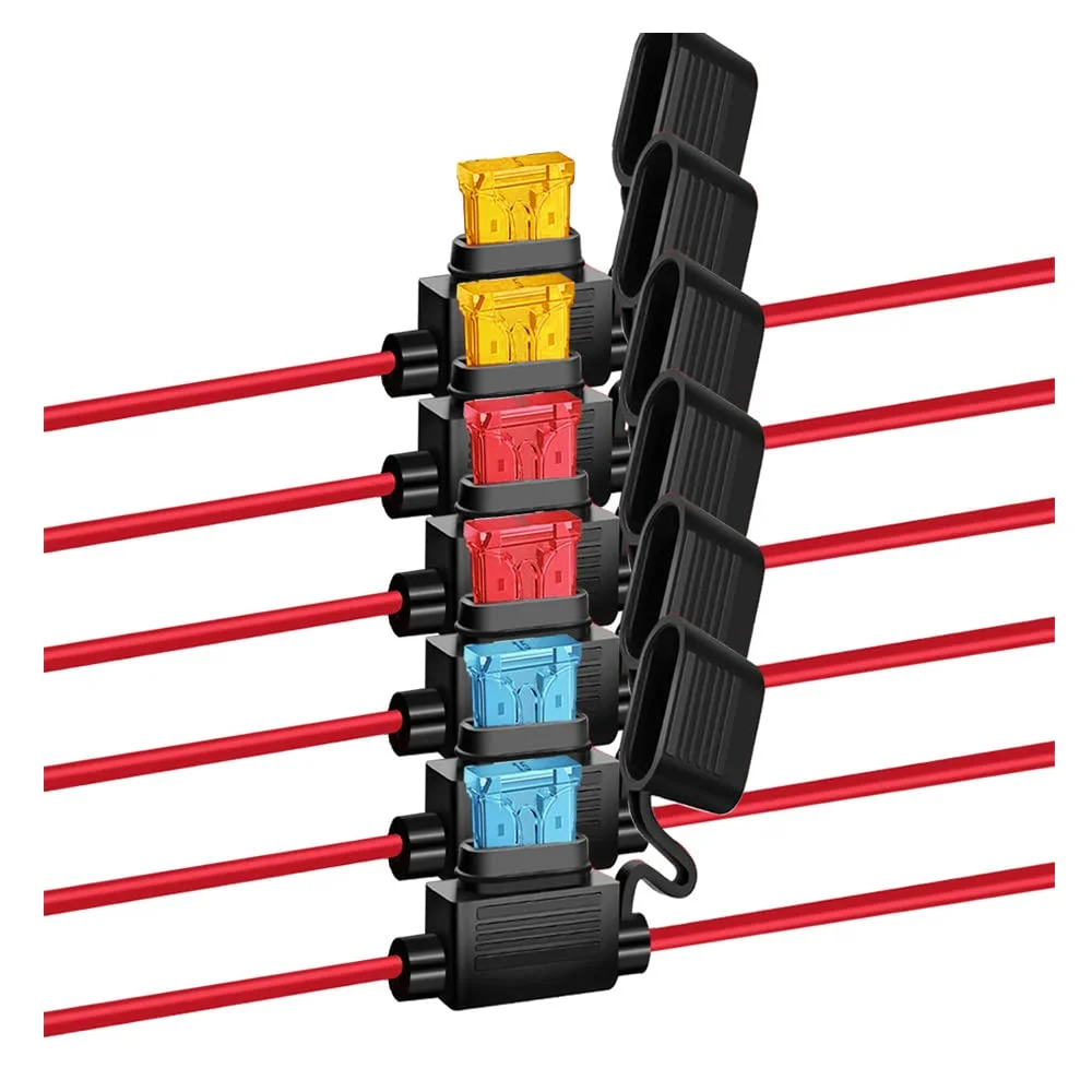 GUUZI بسته 6 عددی جا فیوزی ATC/ATO با سیم 16AWG، ولتاژ 32 ولت/20 آمپر به همراه فیوز متوسط برای خودرو، کامیون، ماشین، دریایی، صنعتی و RV