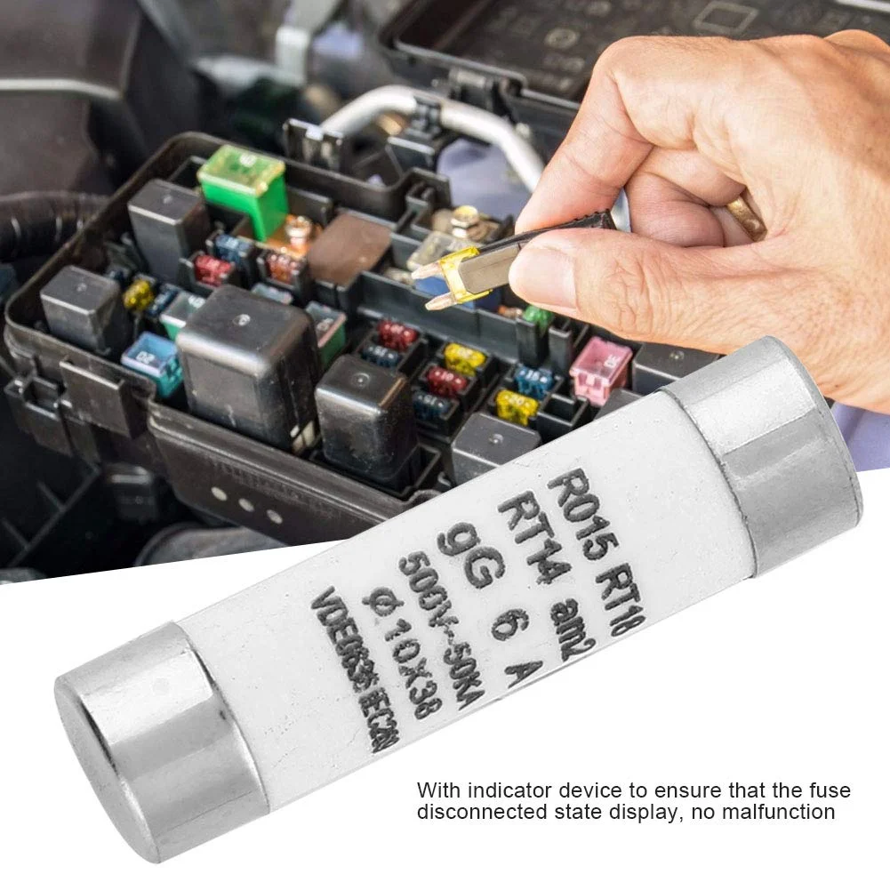 فیوز 6 آمپر Boaby 10x38mm، بسته 10 عددی فیوز استوانه ای با ظرفیت شکست 100KA به همراه نشانگر، فیوز لوله ای کارتریجی سرامیکی، قطعات الکترونیکی، 380-500 ولت AC فیوز 6 آمپر Boaby 10x38mm، بسته 10 عددی فیوز استوانه ای با ظرفیت شکست 100KA به همراه نشانگر، فیوز لوله ای کارتریجی سرامیکی، قطعات الکترونیکی، 380-500 ولت AC