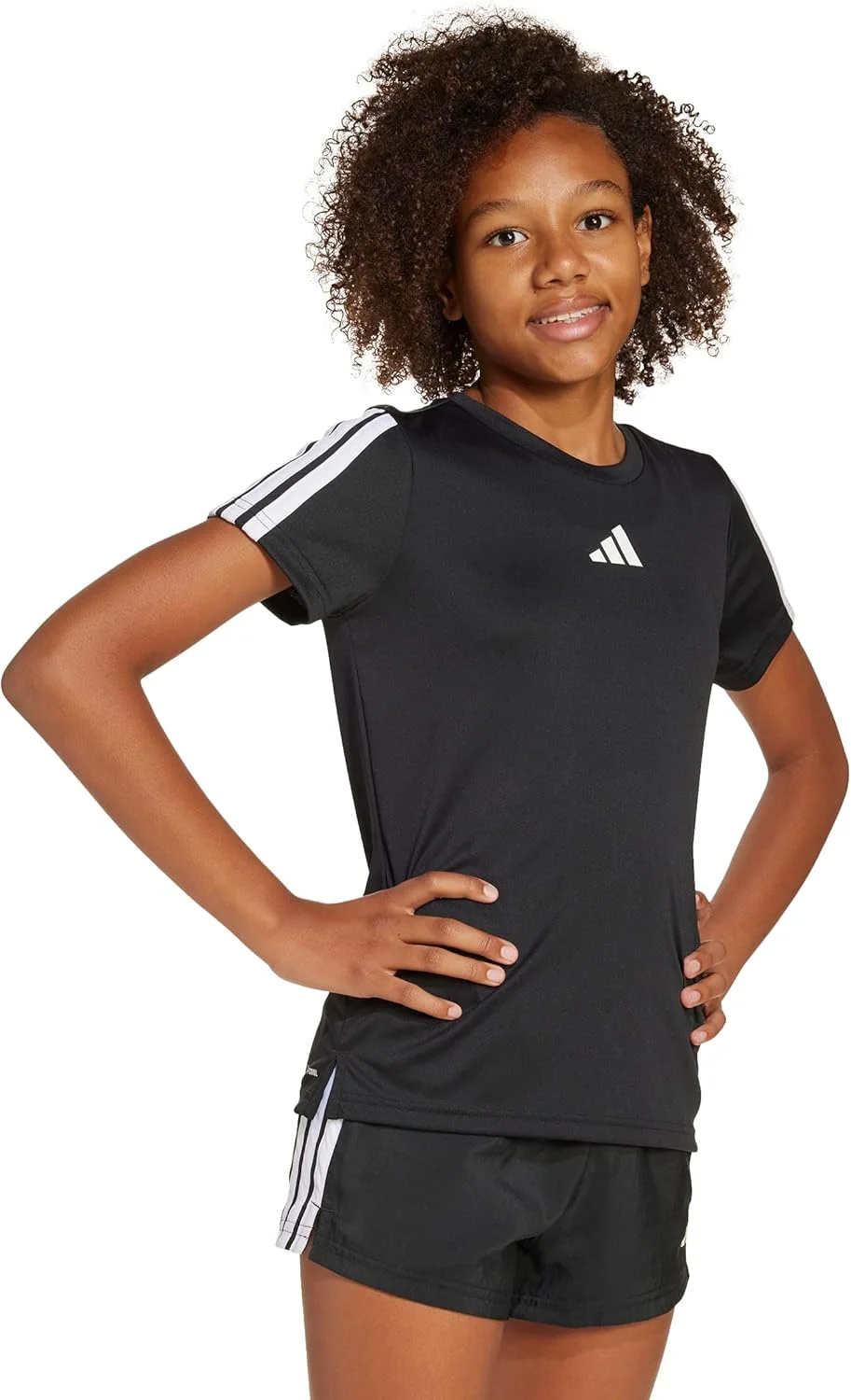 تی شرت ورزشی دخترانه آدیداس مدل Training Essentials 3-Stripes