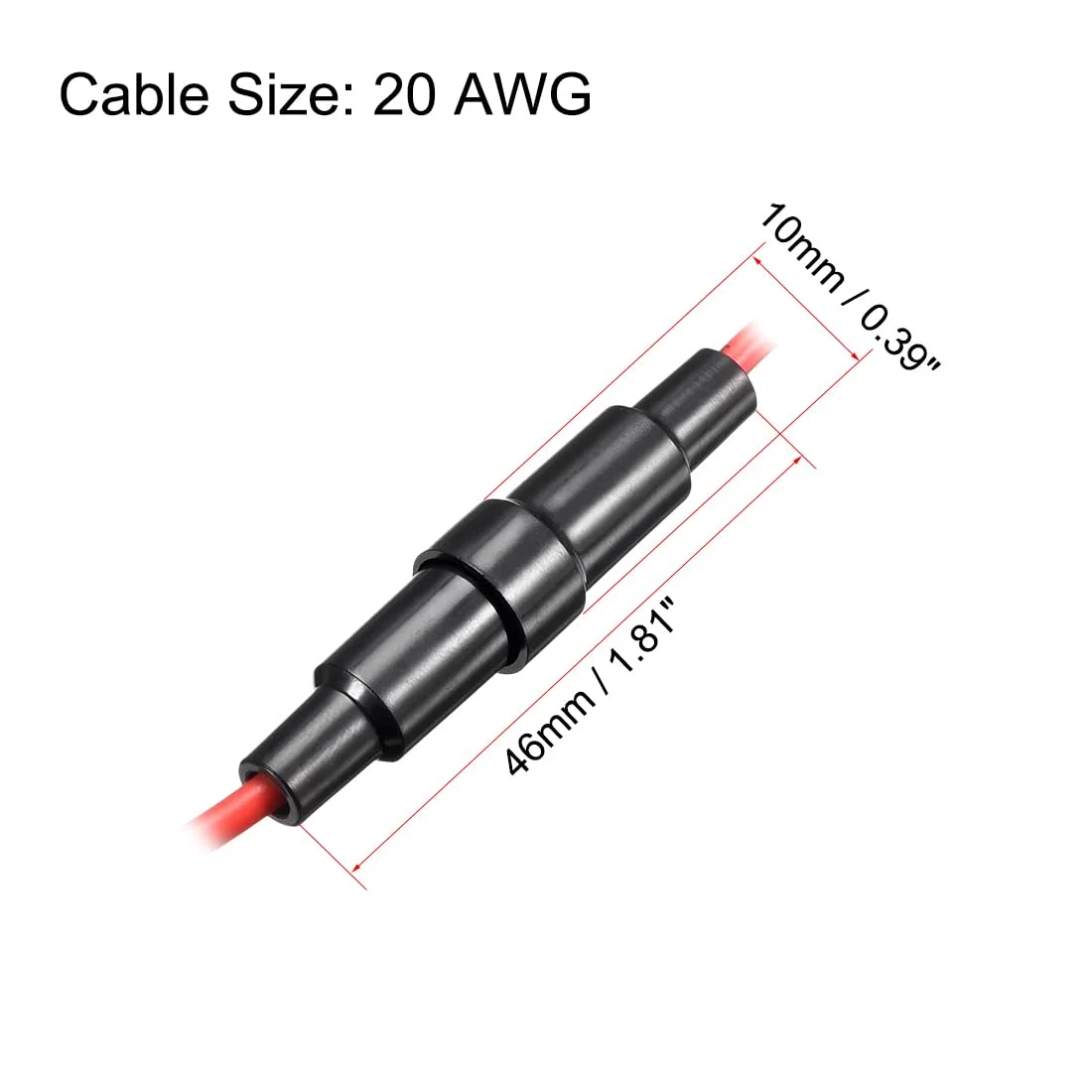 uxcell 5 عدد هولدر فیوز پیچی 5x20 میلی‌متری، سیم قرمز 20 AWG به همراه 10 عدد فیوز شیشه‌ای سریع‌سوز 10 آمپر