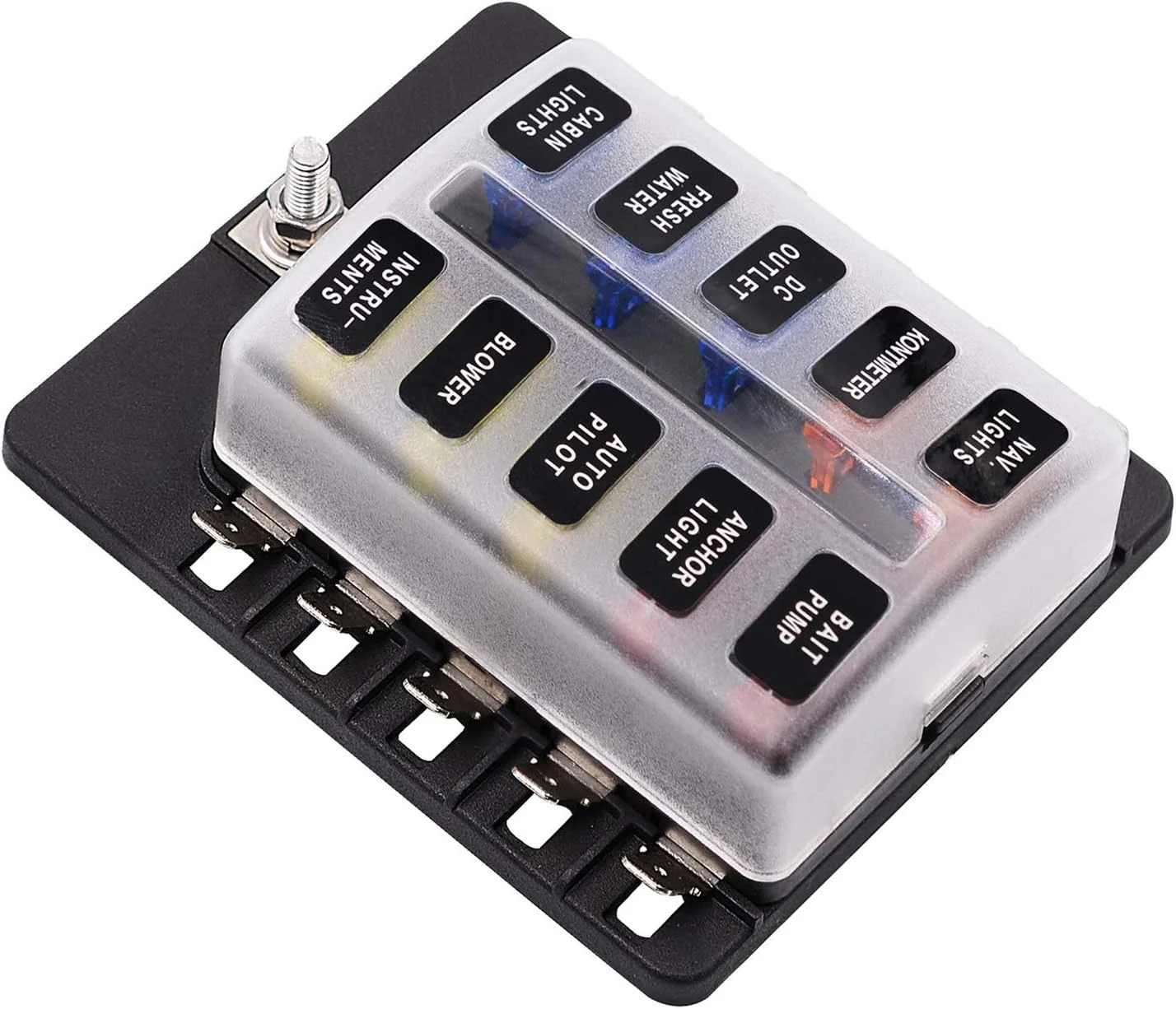 جعبه فیوز 10 راهه DLRSET با نشانگر هشدار LED برای خودرو، قایق، دریایی، سه چرخه، RV، DC12V-32V