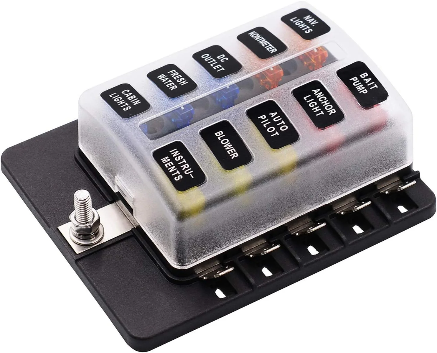 جعبه فیوز 10 راهه DLRSET با نشانگر هشدار LED برای خودرو، قایق، دریایی، سه چرخه، RV، DC12V-32V جعبه فیوز 10 راهه DLRSET با نشانگر هشدار LED برای خودرو، قایق، دریایی، سه چرخه، RV، DC12V-32V