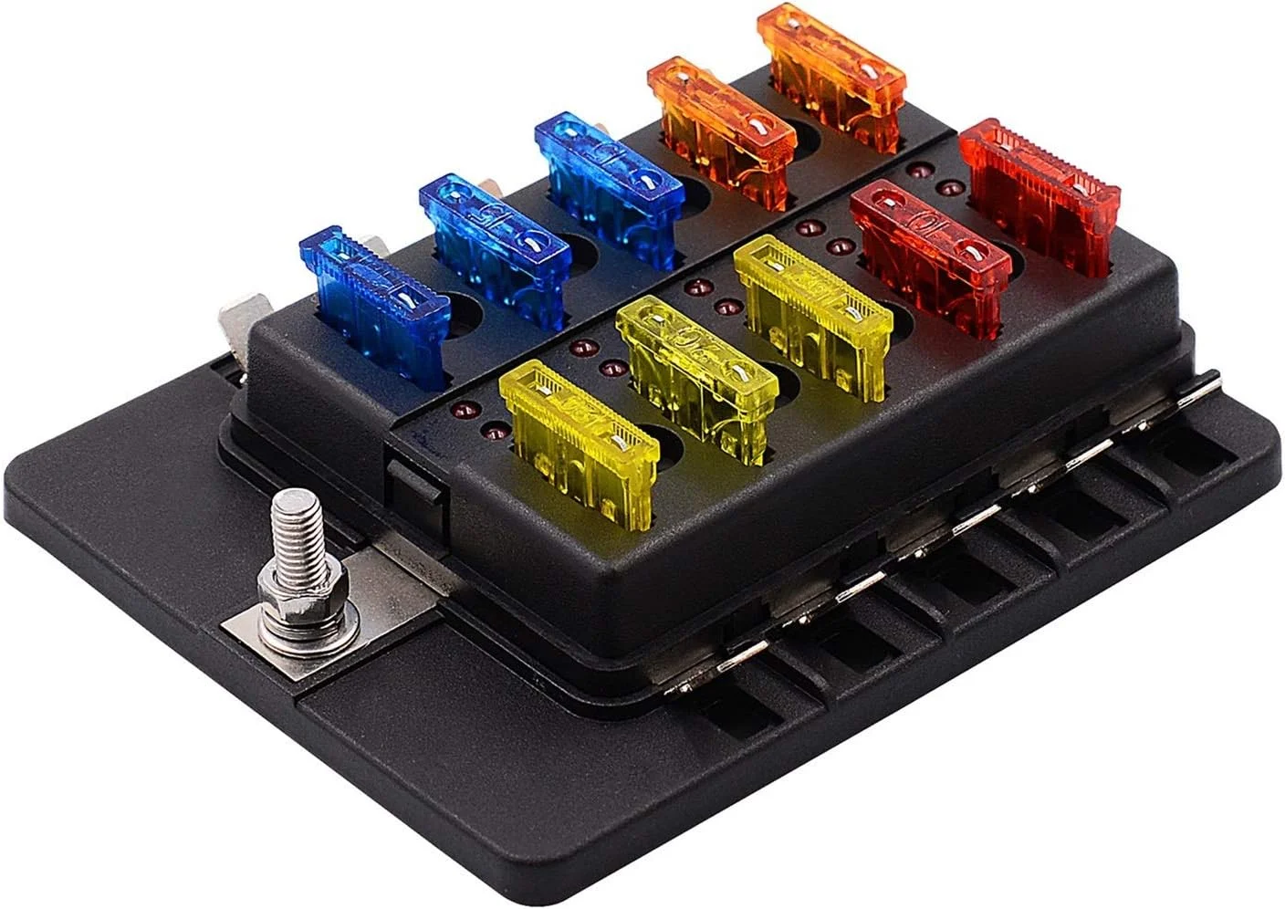 جعبه فیوز 10 راهه DLRSET با نشانگر هشدار LED برای خودرو، قایق، دریایی، سه چرخه، RV، DC12V-32V جعبه فیوز 10 راهه DLRSET با نشانگر هشدار LED برای خودرو، قایق، دریایی، سه چرخه، RV، DC12V-32V