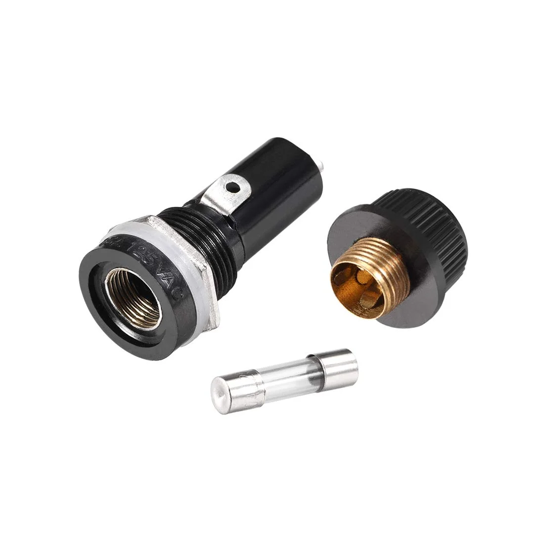 uxcell جا فیوزی پنلی با درپوش پیچی AC 125V/15A 250V/10A مشکی با فیوز شیشه ای 6x30mm 5 ست uxcell جا فیوزی پنلی با درپوش پیچی AC 125V/15A 250V/10A مشکی با فیوز شیشه ای 6x30mm 5 ست
