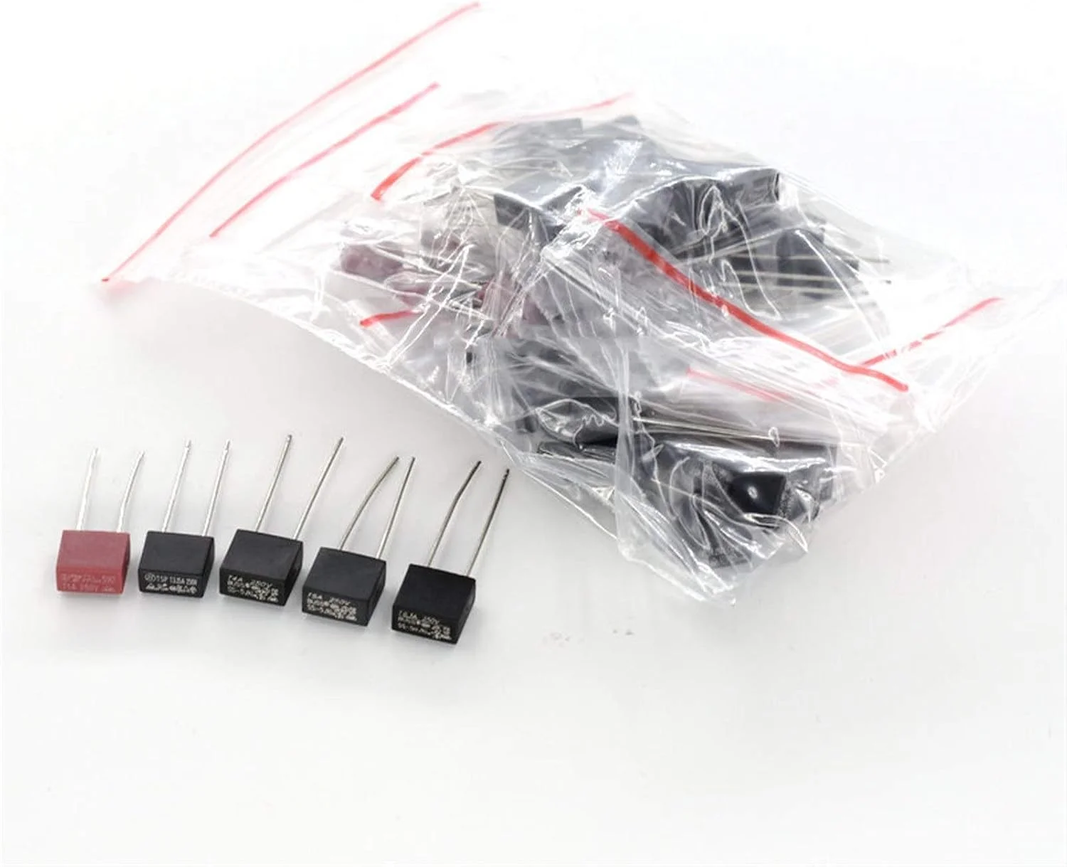 مجموعه فیوز DLRSET، کیت فیوز مربعی 50 عددی مستطیلی محافظتی با تاخیر T1A T3.15A T4A T5A T6.3A 250V SS-5 2Pin، مجموعه 5 نوع مختلف هر کدام 10 عدد