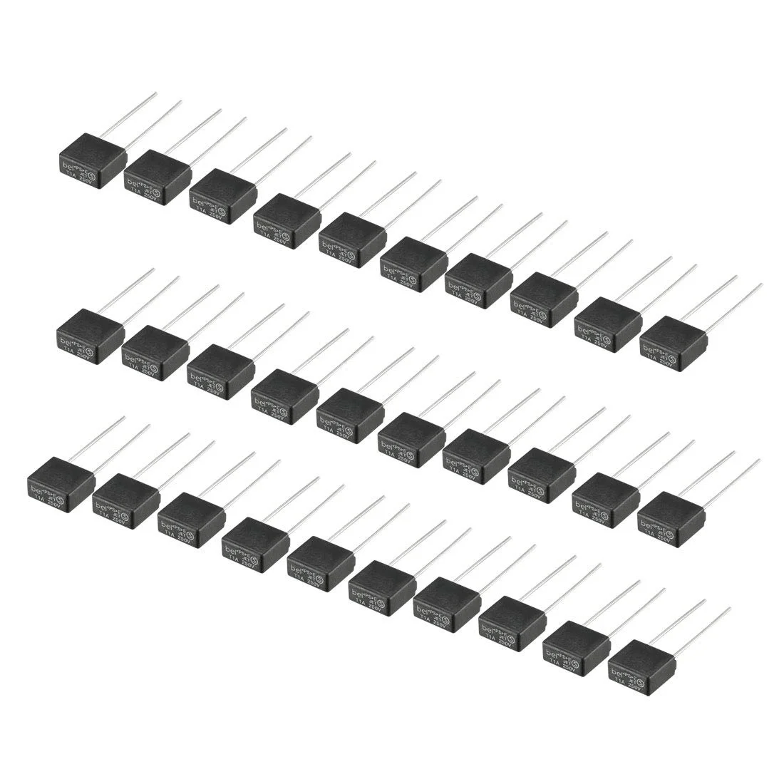 uxcell 30 عدد فیوز مینیاتوری مربعی نصب شده DIP با عملکرد تاخیری T1A 1A 250V مشکی