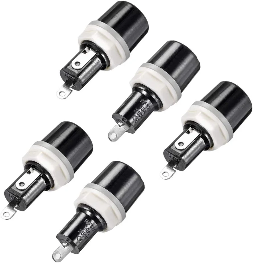 uxcell نگهدارنده فیوز پنلی با درپوش پیچی 5x20mm AC 250V 10A مشکی 5 عددی