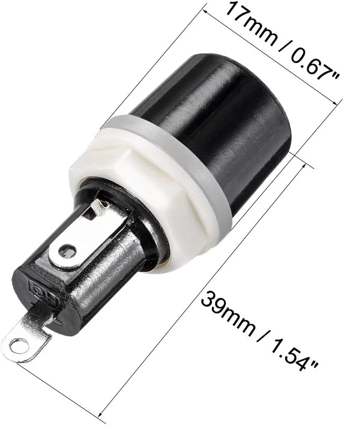 uxcell نگهدارنده فیوز پنلی با درپوش پیچی 5x20mm AC 250V 10A مشکی 5 عددی