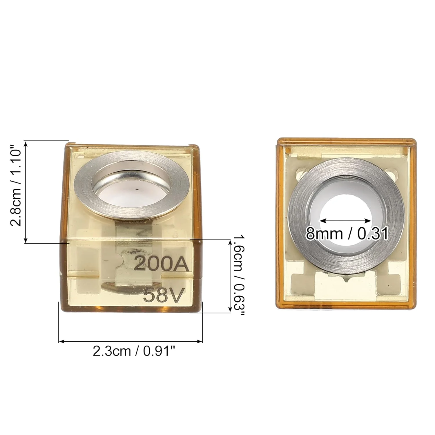 X AUTOHAUX فیوز باتری دریایی 200 آمپر ضد آب، فقط فیوز ترمینال 58 ولت DC حداکثر X AUTOHAUX فیوز باتری دریایی 200 آمپر ضد آب، فقط فیوز ترمینال 58 ولت DC حداکثر