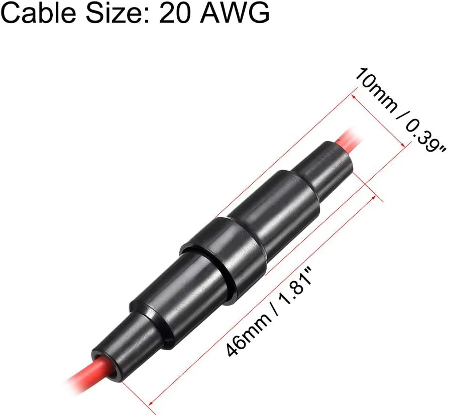 uxcell جا فیوزی پیچی خطی گیج 20 AWG مناسب برای فیوزهای شیشه ای 5mm x 20mm، بسته 20 عددی