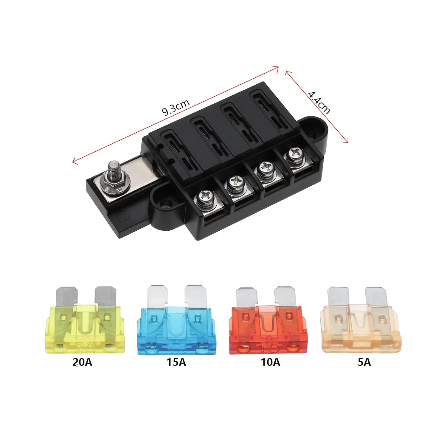 جعبه فیوز ضد آب 4 راهه خودرو 12V-24V لرد آو تولز، جعبه فیوز فلزی 9.3x4.4 سانتی متر با پیچ و مهره و فیوزهای 5A 10A 15A 20A برای کامیون ها، ماشین ها، کشتی ها - مشکی جعبه فیوز ضد آب 4 راهه خودرو 12V-24V لرد آو تولز، جعبه فیوز فلزی 9.3x4.4 سانتی متر با پیچ و مهره و فیوزهای 5A 10A 15A 20A برای کامیون ها، ماشین ها، کشتی ها - مشکی