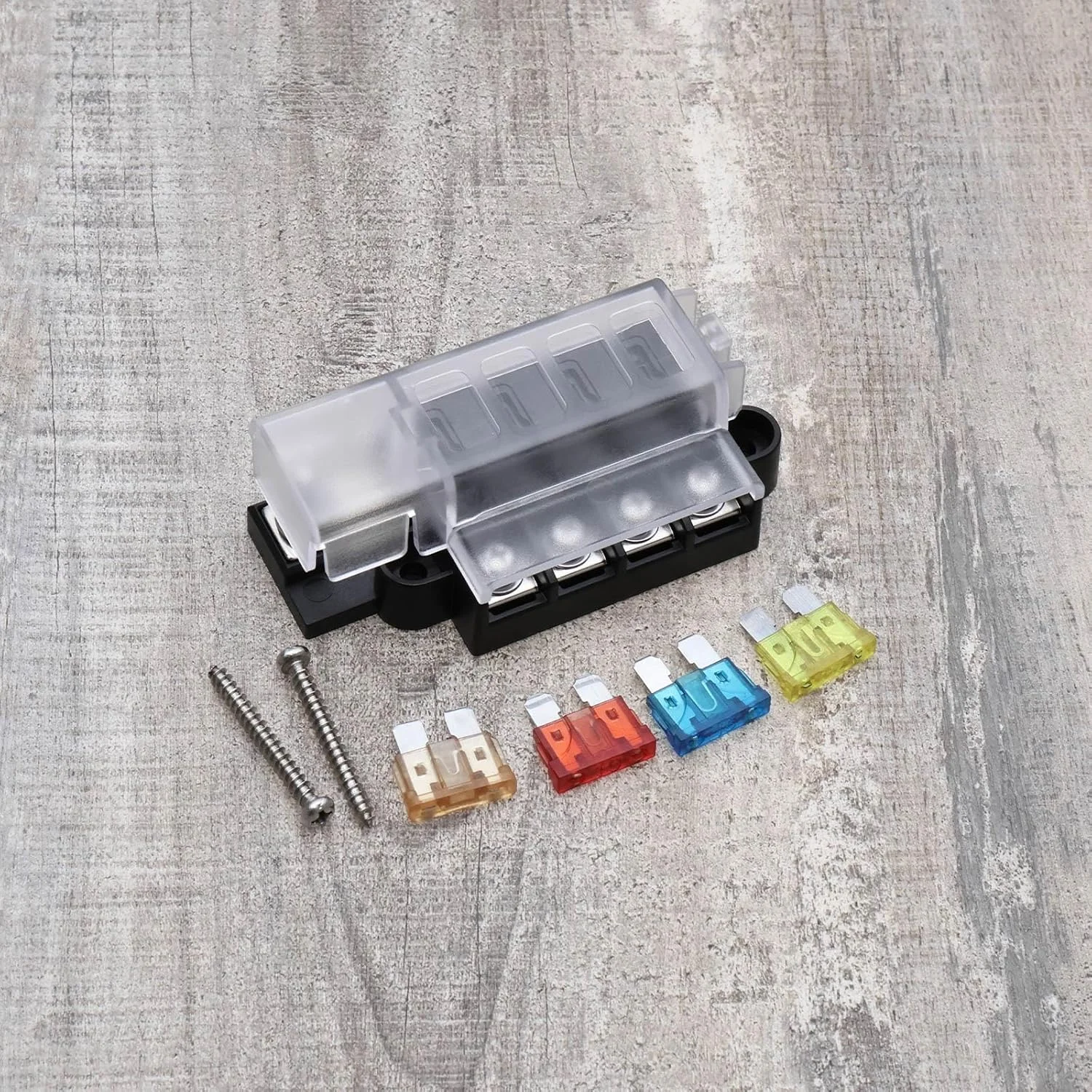 جعبه فیوز ضد آب 4 راهه خودرو 12V-24V لرد آو تولز، جعبه فیوز فلزی 9.3x4.4 سانتی متر با پیچ و مهره و فیوزهای 5A 10A 15A 20A برای کامیون ها، ماشین ها، کشتی ها - مشکی جعبه فیوز ضد آب 4 راهه خودرو 12V-24V لرد آو تولز، جعبه فیوز فلزی 9.3x4.4 سانتی متر با پیچ و مهره و فیوزهای 5A 10A 15A 20A برای کامیون ها، ماشین ها، کشتی ها - مشکی