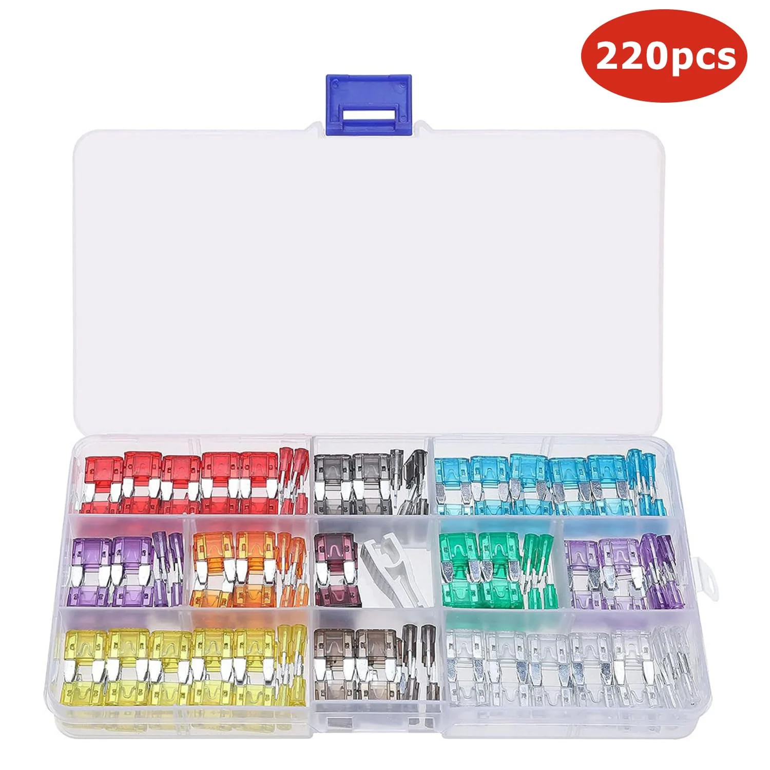 مجموعه 220 عددی فیوز تیغه ای خودرو RYGDENG، سایز متوسط و کوچک، مناسب برای انواع خودرو و کامیون، شامل آمپرهای 5A 7.5A 10A 15A 20A 25A 30A به همراه جعبه مجموعه 220 عددی فیوز تیغه ای خودرو RYGDENG، سایز متوسط و کوچک، مناسب برای انواع خودرو و کامیون، شامل آمپرهای 5A 7.5A 10A 15A 20A 25A 30A به همراه جعبه