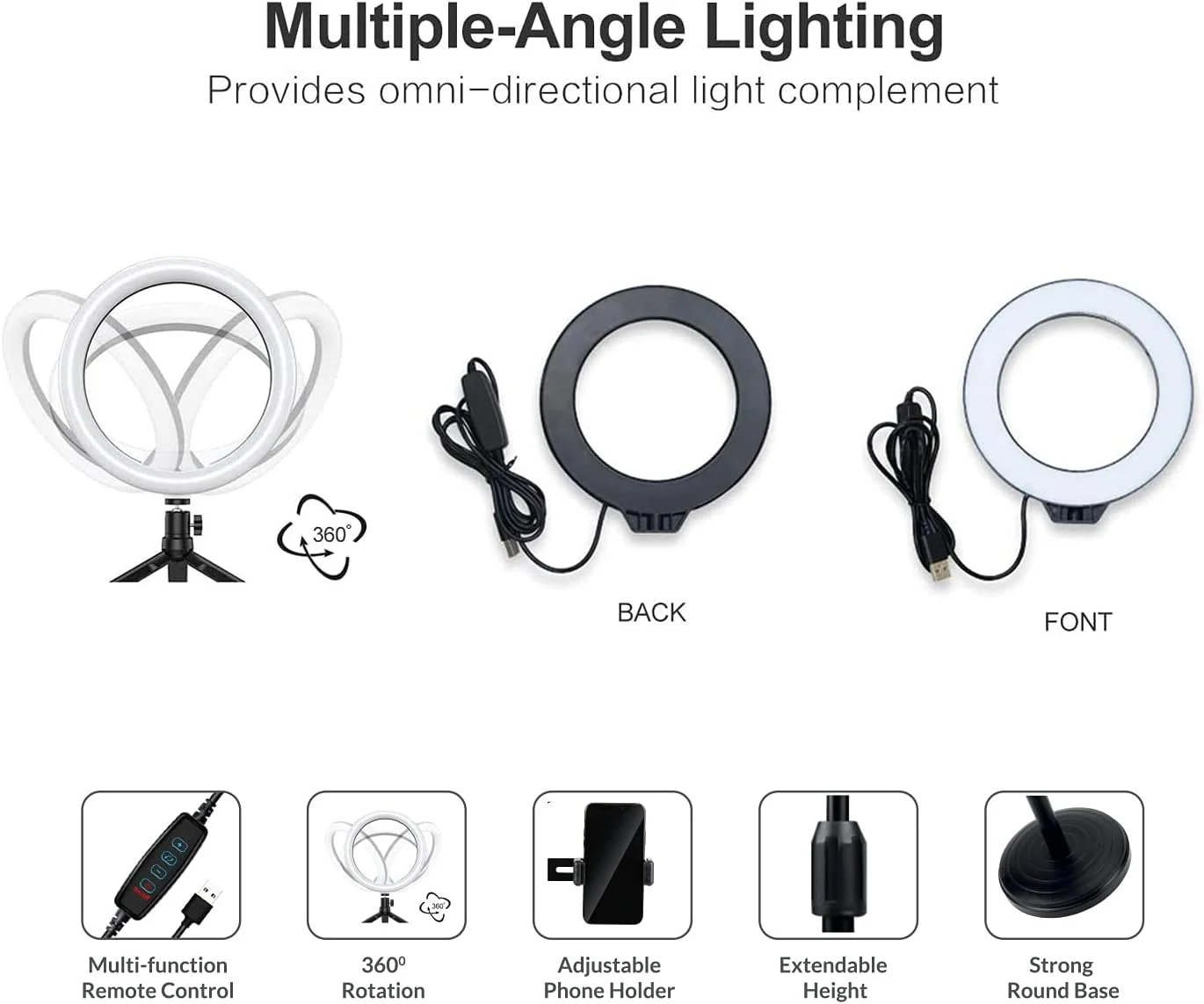 پایه رومیزی ترندز با حلقه نور سلفی LED مدل TR-ST971 پایه رومیزی ترندز با حلقه نور سلفی LED مدل TR-ST971