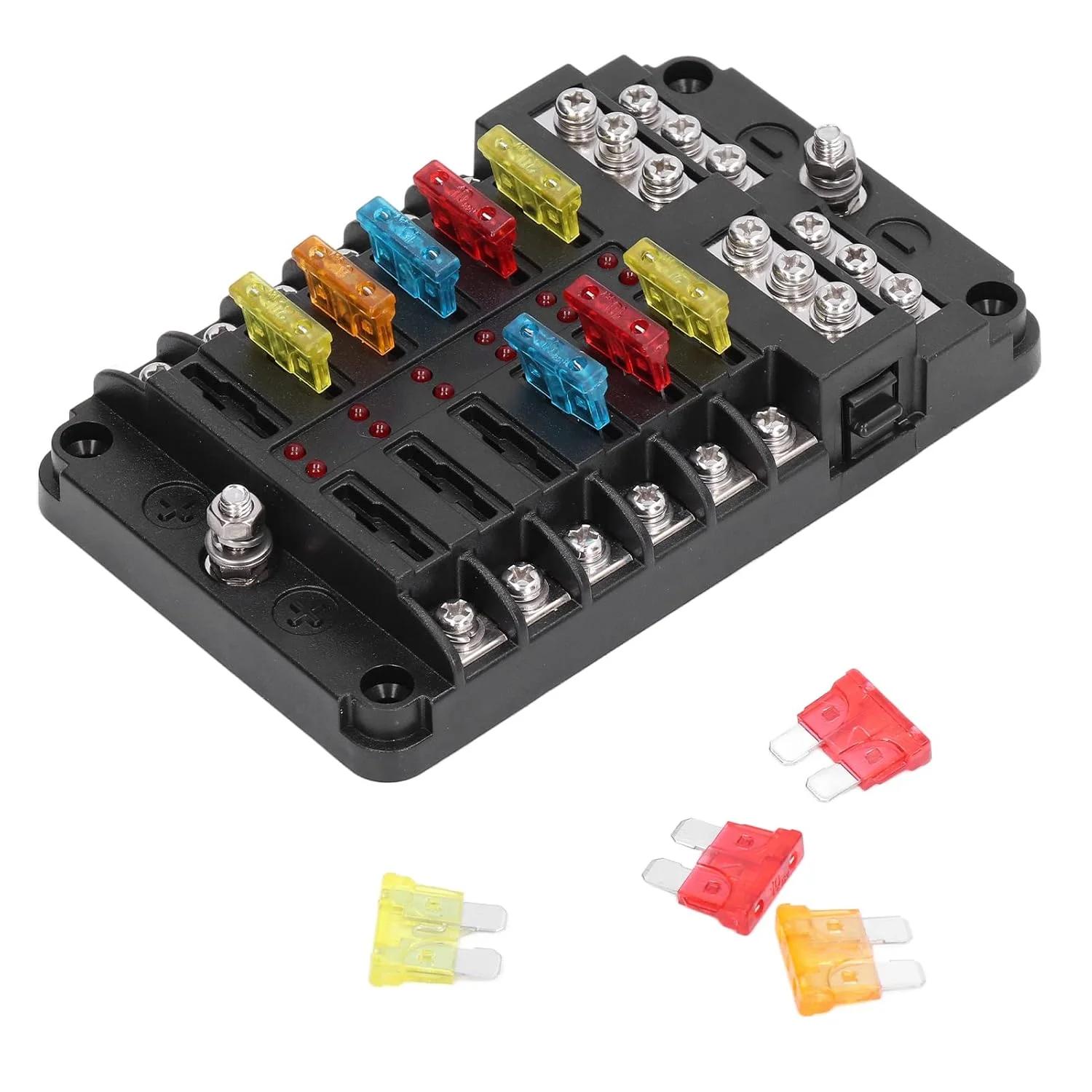 ボکس هولدر فووز 12 روش واترپرووف با نشانگر LED Fuse Block Blade Box