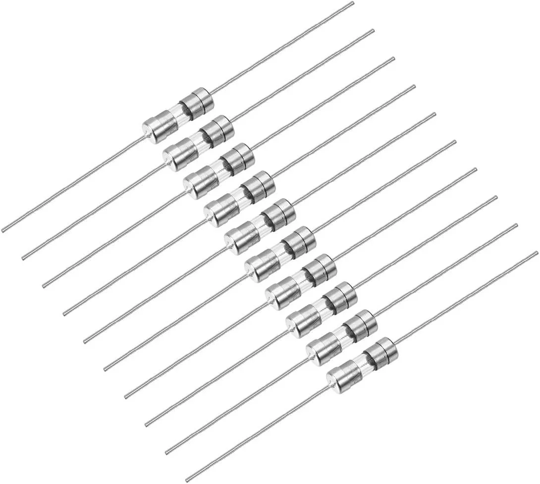 فیوز شیشه ای تاخیری با سیم محوری sourcing map، 3.6mm X 10mm، 250V، T5A، 20 عدد