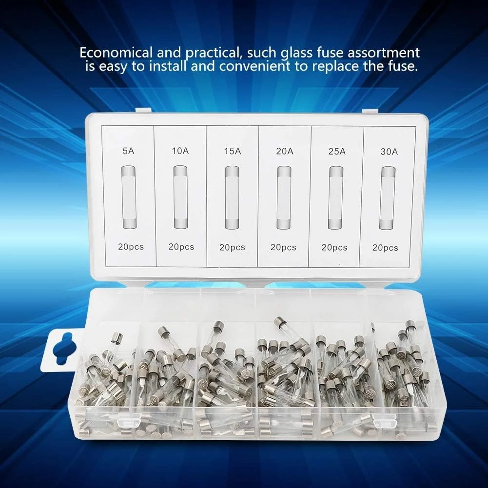 120 عدد فیوز شیشه ای لوله ای، کیت های متنوع فیوز شیشه ای فست بلو، لوازم جانبی صنعتی 120 عدد فیوز شیشه ای لوله ای، کیت های متنوع فیوز شیشه ای فست بلو، لوازم جانبی صنعتی