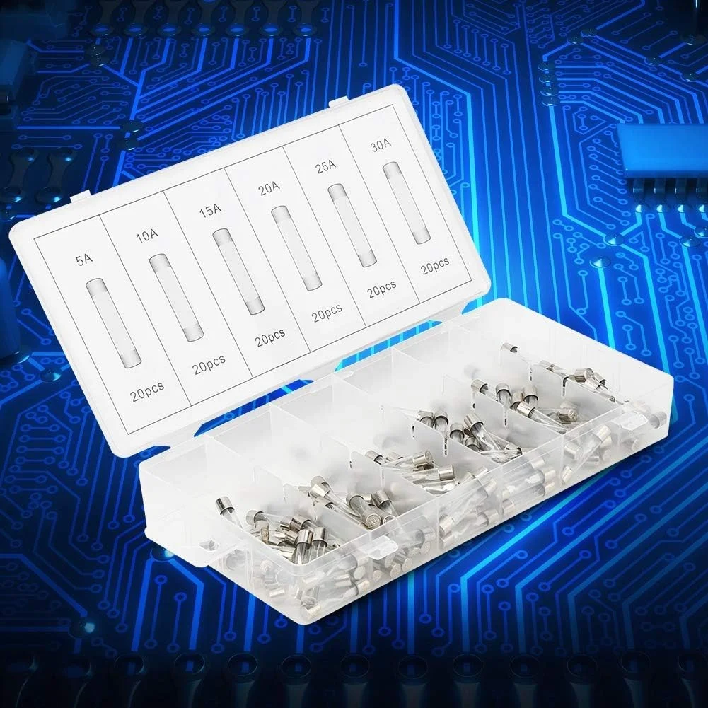 120 عدد فیوز شیشه ای لوله ای، کیت های متنوع فیوز شیشه ای فست بلو، لوازم جانبی صنعتی 120 عدد فیوز شیشه ای لوله ای، کیت های متنوع فیوز شیشه ای فست بلو، لوازم جانبی صنعتی
