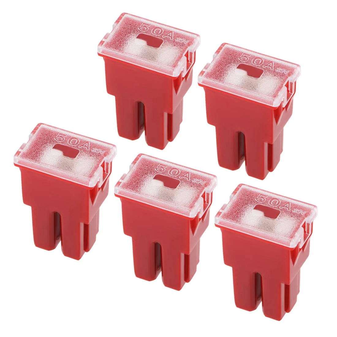 فیوز کارتریجی خودرو uxcell 32V 50A ترمینال مادگی جعبه J برای خودروهای سواری و کامیون 5 عددی