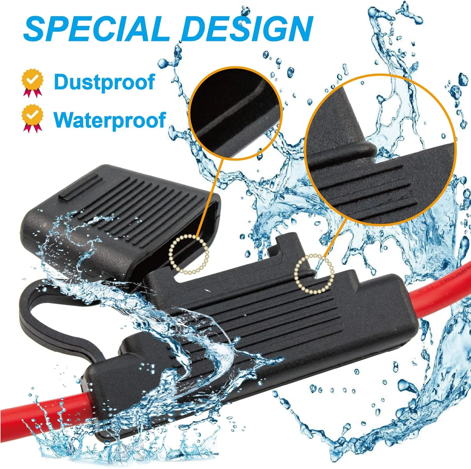 VANSIHO 2 عدد جا فیوزی ضد آب مشکی 8 گیج AWG برای فیوز MAXI با 4 عدد سرسیم UL 8 AWG 3/8 اینچ ترمینال حلقه ای مسی VANSIHO 2 عدد جا فیوزی ضد آب مشکی 8 گیج AWG برای فیوز MAXI با 4 عدد سرسیم UL 8 AWG 3/8 اینچ ترمینال حلقه ای مسی