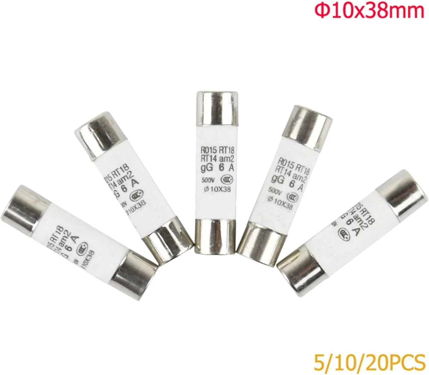 مجموعه فیوز DLRSET، 10/20 عدد فیوز سرامیکی 10 * 38 با عملکرد سریع، فیوز 10x38mm 380V 500V 0.5A 1A 2A 3A 4A 5A 6A 8A 10A 16A 20A 25A 32A 40A RO15 RT18 RT14 (آمپر: 6A، رنگ: 10PCS) مجموعه فیوز DLRSET، 10/20 عدد فیوز سرامیکی 10 * 38 با عملکرد سریع، فیوز 10x38mm 380V 500V 0.5A 1A 2A 3A 4A 5A 6A 8A 10A 16A 20A 25A 32A 40A RO15 RT18 RT14 (آمپر: 6A، رنگ: 10PCS)