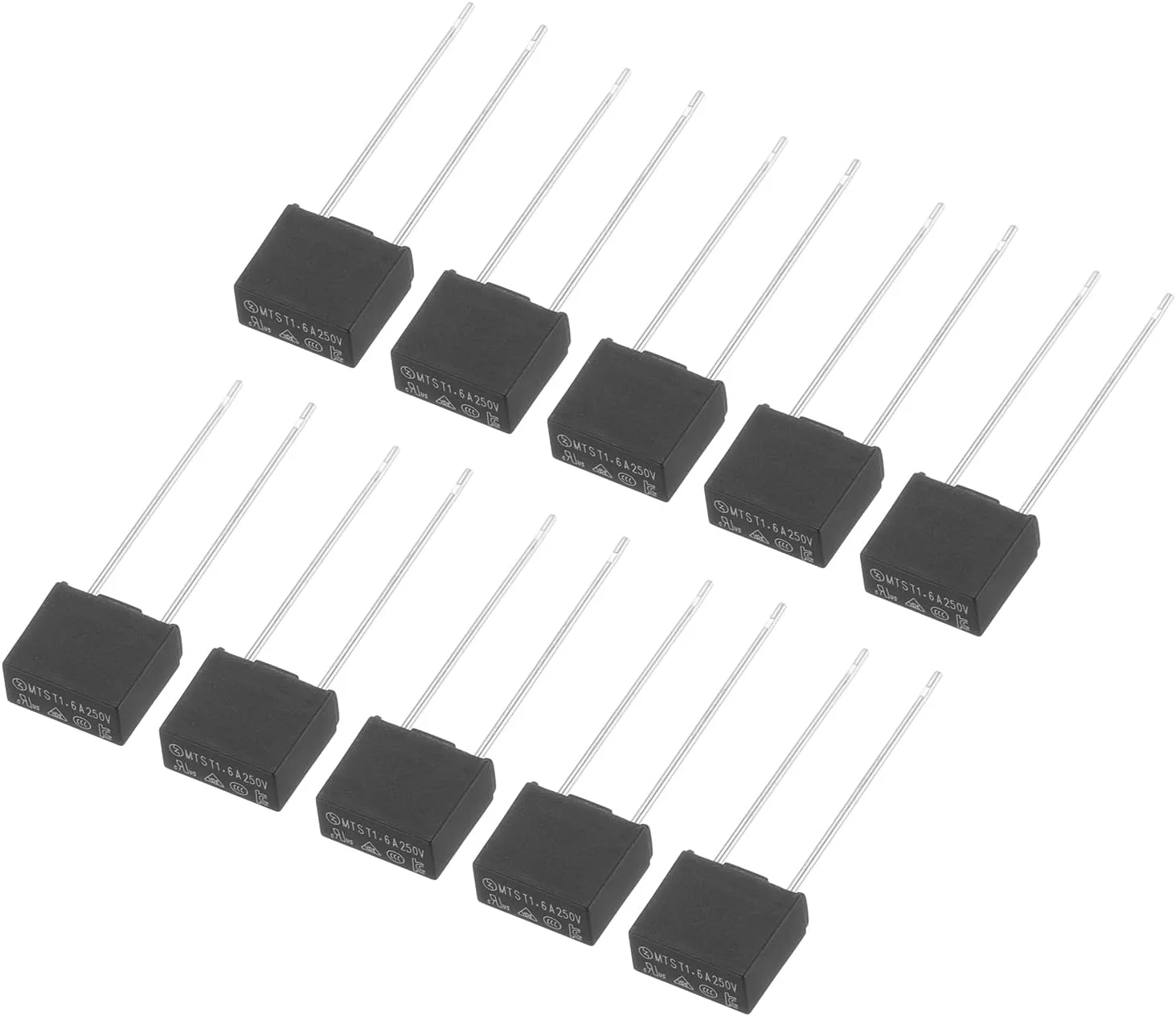 بسته 10 عددی فیوزهای مینیاتوری مربعی اسلو میکرو DIP QUARKZMAN مناسب برای قطعات الکترونیکی تعمیرات PCB LCD، 1.6 آمپر 250 ولت، مشکی