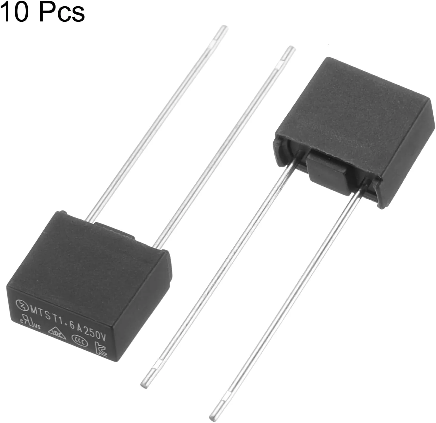 بسته 10 عددی فیوزهای مینیاتوری مربعی اسلو میکرو DIP QUARKZMAN مناسب برای قطعات الکترونیکی تعمیرات PCB LCD، 1.6 آمپر 250 ولت، مشکی