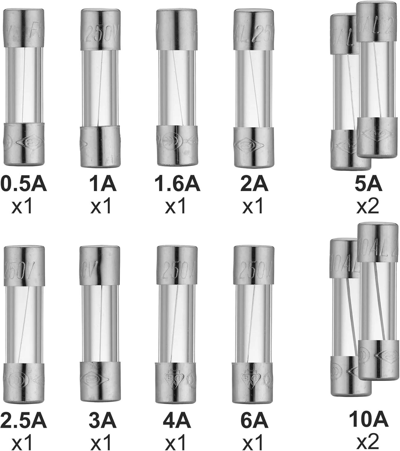 DEBFLEX 12 عدد فیوز لنز دار 1 x (0.5A، 1.6A، 1A، 2A، 2.5A، 3A، 4A، 6A) 2X (5A، 10A) DEBFLEX 12 عدد فیوز لنز دار 1 x (0.5A، 1.6A، 1A، 2A، 2.5A، 3A، 4A، 6A) 2X (5A، 10A)